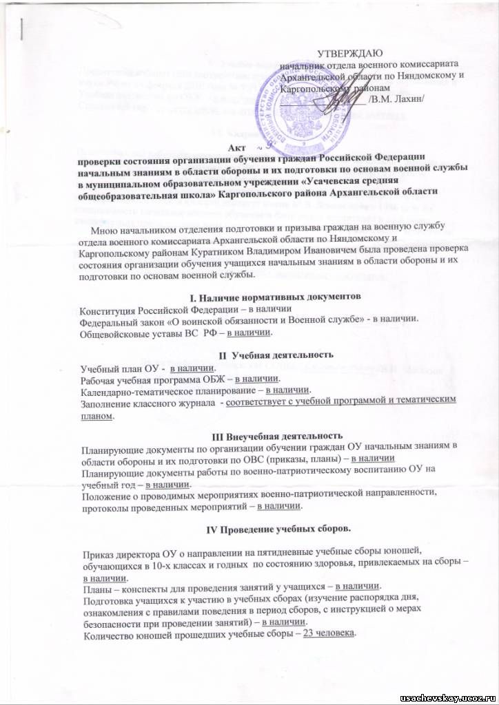 Акт проверки воинского учета в организациях образец